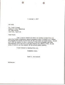 Letter from Mark H. McCormack to Frank Winnert