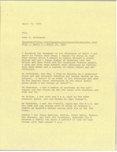 Memorandum from Mark H. McCormack to travel file