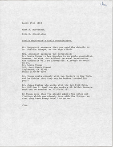 Memorandum from Rita M. Shackleton to Mark H. McCormack