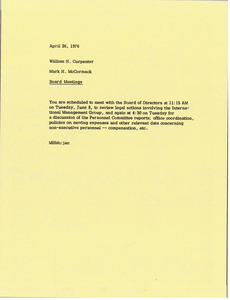 Memorandum from Mark H. McCormack to William H. Carpenter