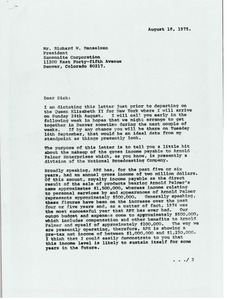 Letter from Mark H. McCormack to Richard W. Hanselman