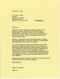 Letter from Mark H. McCormack to Frank A. Olson