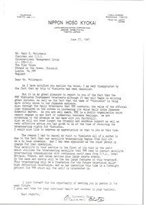 Letter from Masami Obata to Mark H. McCormack