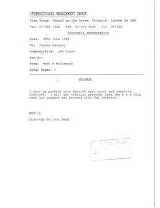 Fax from Mark H. McCormack to Fumiko Matsuki