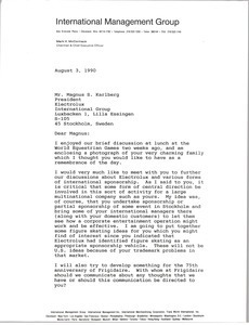 Letter from Mark H. McCormack to Magnus S. Karlberg
