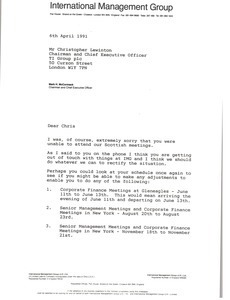 Letter from Mark H. McCormack to Christopher Lewinton