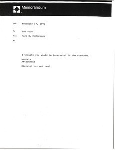 Memorandum from Mark H. McCormack to Ian Todd