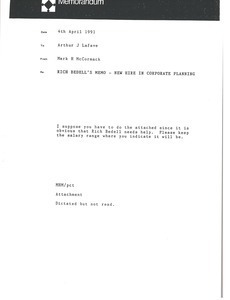 Memorandum from Mark H. McCormack to Arthur J. Lafave