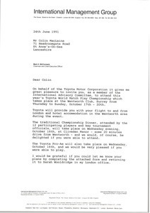 Letter from Mark H. McCormack to Colin MacLaine