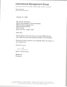 Letter from Mark H. McCormack to Paul W. Critchlow