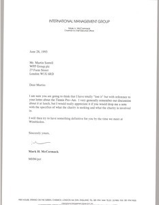 Letter from Mark H. McCormack to Martil Sorrell