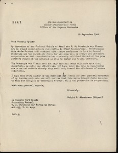 Letter from Dwight D. Eisenhower, Allied Expeditionary Forces to United States Strategic Air Forces in Europe