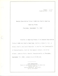 Boston Ryan White title I CARE act public hearing