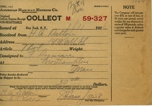 Receipt from American Railway Express Co. to Howard A. Dalton