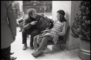 Richard Safft talking to person waiting at JFK airport