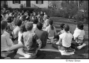 Ram Dass retreat at David McClelland's: Ram Dass leading a meditation