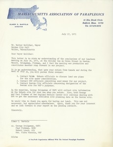 Letter from Elmer C. Bartels to Walter J. Kelliher