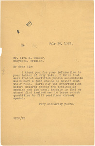 Letter from W. E. B. Du Bois to Alva C. Rucker