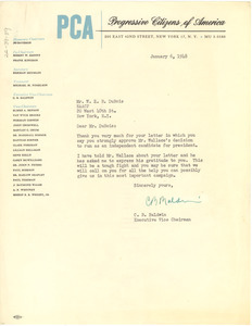 Letter from progressive Citizens of America to W. E. B. Du Bois