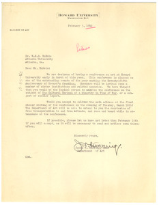 Letter from Howard University to W. E. B. Du Bois