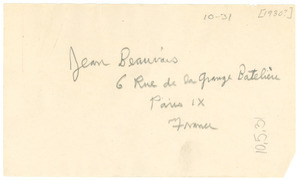 Address of Jean Beauvais