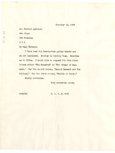 Letter from W. E. B. Du Bois to Herbert Aptheker