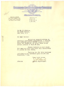 Letter from Standard Life Insurance Company to W. E. B. Du Bois