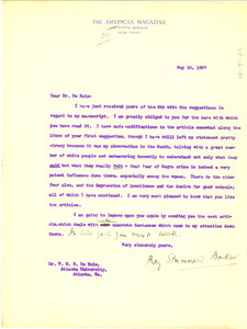 Letter from Ray Stannard Baker to W. E. B. Du Bois