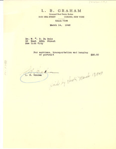 Invoice from L. B. Graham to W. E. B. Du Bois