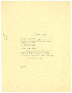 Letter from Augustus Granville Dill to National Council of the Young Men's Christian Associations of the United States of America