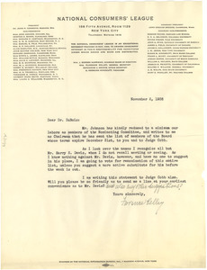 Letter from Florence Kelley to W. E. B. Du Bois