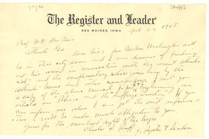 Letter from Charles Ruff to W. E. B. Du Bois