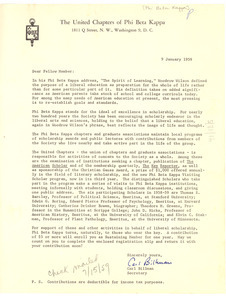 Letter from Phi Beta Kappa to W. E. B. Du Bois