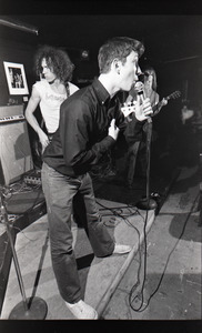 Jonathan Richman and the Modern Lovers at Sandy's: Richman singing, Ernie Brooks (bass) and John Felice (guitar) in background