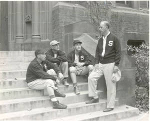 Head Coach Ossie Solem with Ed Hoffman, Ted Dunn, and Paul Ryan, 1953