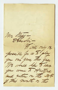Letter to Amos Alonzo Stagg from Trinity College dated September 11, 1891