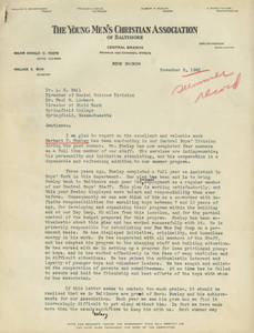 Letter to Lawrence Hall from Wallace Dow (Nov. 6, 1940)