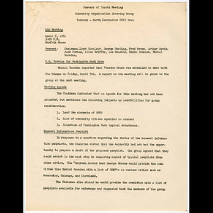 Minutes from community organization steering group meeting held April 5, 1961