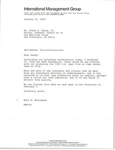 Letter from Mark H. McCormack to Frank D. Tatum