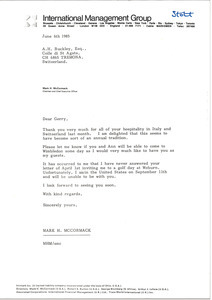 Letter from Mark H. McCormack to A. H. Buckley