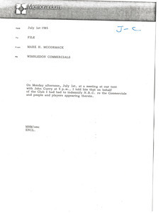 Memorandum from Mark H. McCormack to file