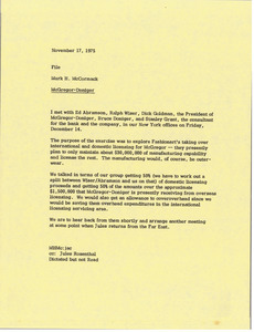 Memorandum from Mark H. McCormack to file