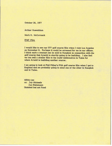 Memorandum from Mark H. McCormack to Arthur Rosenblum