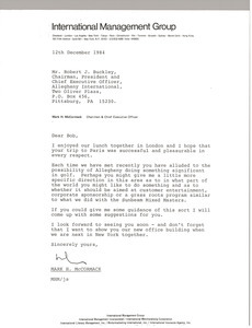 Letter from Mark H. McCormack to Robert J. Buckley