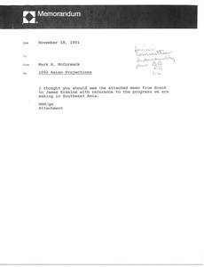 Memorandum from Mark H. McCormack to unknown recipient