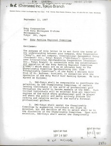 Letter from Arthur J. Lafave to Sony Corporation