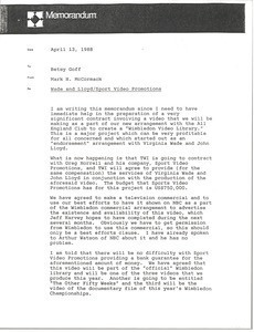 Memorandum from Mark H. McCormack to Betsy Goff