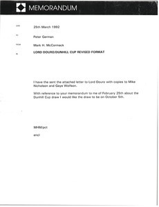 Memorandum from Mark H. McCormack to Peter German