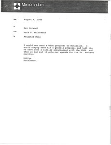 Memorandum from Mark H. McCormack to Bev Norwood