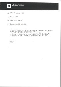 Memorandum from Mark H. McCormack to Betsy Goff